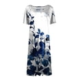 thumbnail image 4 of bbyeadc Summer Dresses for Women 2025 Boho Short Sleeve Round Neck Mid-Length Dresses with Side Pocket Casual Loose A Line Dress Beach Floral Print Sundresses, Blue 2XL, 4 of 5