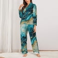 thumbnail image 2 of Fotbe Abstract Ocean Currents Pattern Long Sleeve Pajama Set for Women,Sleepwear Set,2-piece Loungewear Set,Soft PJs Comfy Nightwear with Pockets -Large, 2 of 7