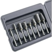 Tungsten Carbide Burr Set 8pcs with 1/4''Shank Double Cut Solid Power Tools Rotary Files Bits for Die Grinder Metal Wood Carving Engraving Polishing Drilling Milling Cutting