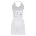 thumbnail image 4 of iixpin Justaucorps à Franges en Strass pour Femmes Cocktail Salon Rumba Salsa Danse Justaucorps Blanc 3TG, 4 of 4