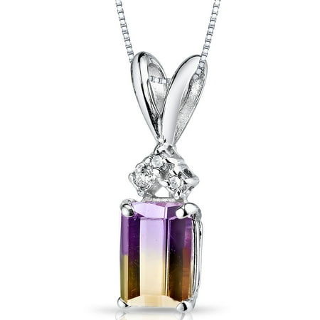 Peora 1.00 Carat T.G.W. Emerald-Cut Ametrine and Diamond Accent 14kt White Gold Pendant, 18