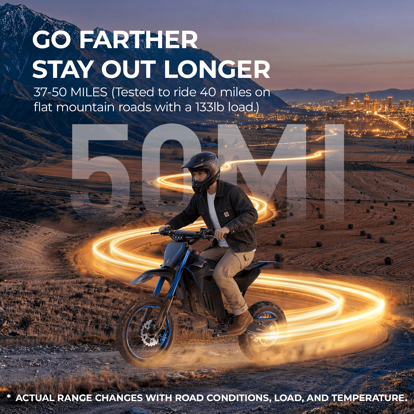 Skeri Electric-Bike for Teens Adults, 14"/12" Fat Tire 2000W (Peak 3200W) Electric-Motorcycle with 48V 21AH Battery Ebike 37MPH Hydraulic Brakes Mountain Off-Road Fit Age 13+ Blue