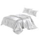 thumbnail image 1 of Funda de edredón Funda nórdica de seda artificial Cremallera Funda de almohada para dormir Juego de cama, Reina, 229x229cm, Blanco Noticed HA003632-20, 1 of 7