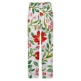 thumbnail image 5 of Red Floral White Background Pattern Design Winter Female Pants Flannel High Waist Women Pants Lady Warm Straight Leg Plush Trousers, 5 of 7