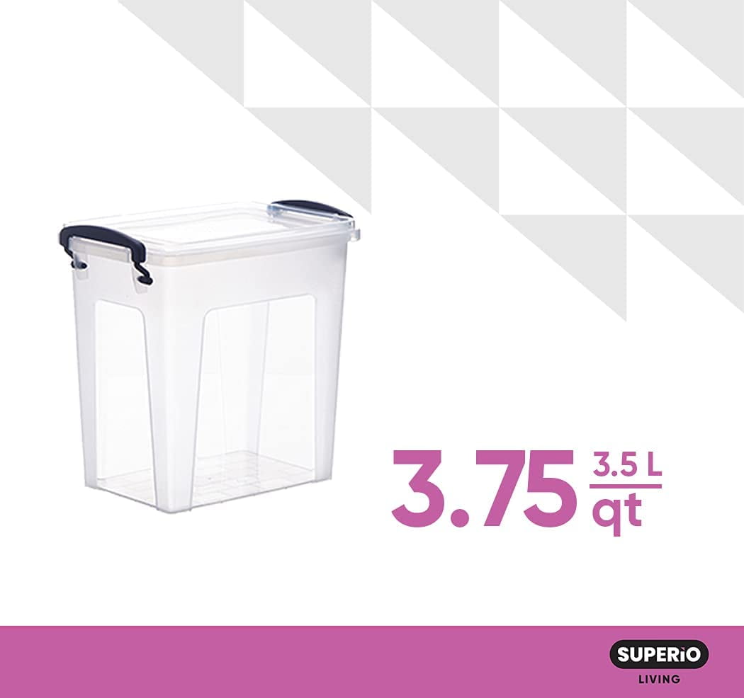 Superio Clear Plastic Storage Bin with Lid, 3 Qt, Non-Toxic, BPA Free, Odor  Free, Organizer Storage Box, Stackable Plastic Tote for Home, Garage