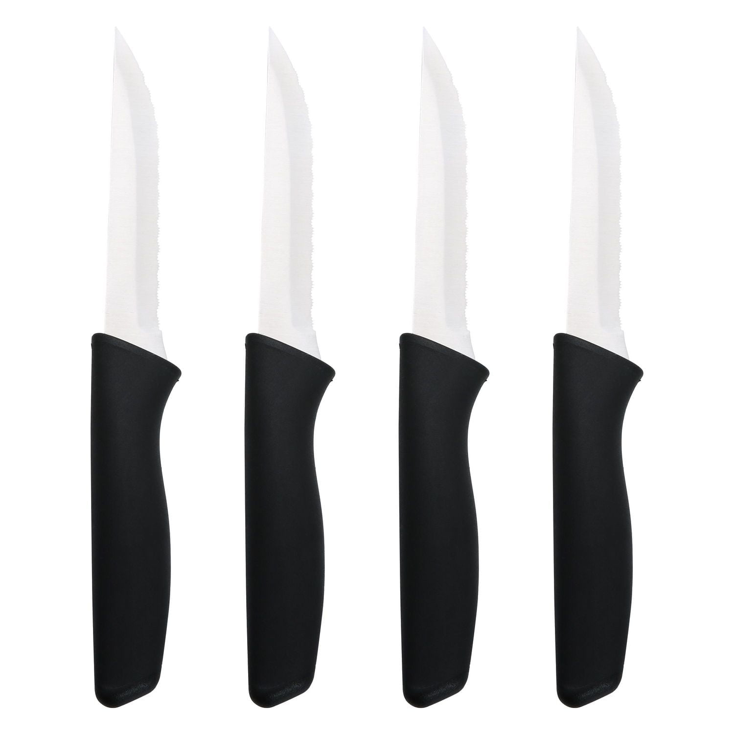 Ensemble de 4 couteaux à steak en acier inoxydable Mainstays Noir Couteaux à steak Mainstays