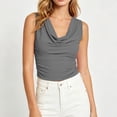 thumbnail image 2 of Ribbed Camisole Topsfor Women’s Cowl Neck Tank Tops Sleeveless Ruched Pullover Tops Loose Casual Elegant Business Blouse Gray XL, 2 of 6