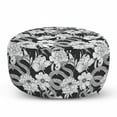 thumbnail image 1 of Botany Pouf Cover with Zipper, Uncolored Wild Flower Blooming Petals with Snakes Spring Image, Soft Decorative Fabric Unstuffed Case, 30" W X 17.3" L, Charcoal Grey and White, by Ambesonne, 1 of 5