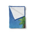 thumbnail image 2 of Fiji Soft Flannel Fleece Throw Blanket, Illustration of Many Coconut Palm Trees on an Island Away in the Ocean, Cozy Plush for Indoor and Outdoor Use, 50" x 60", Azure Blue Multicolor, by Ambesonne, 2 of 5
