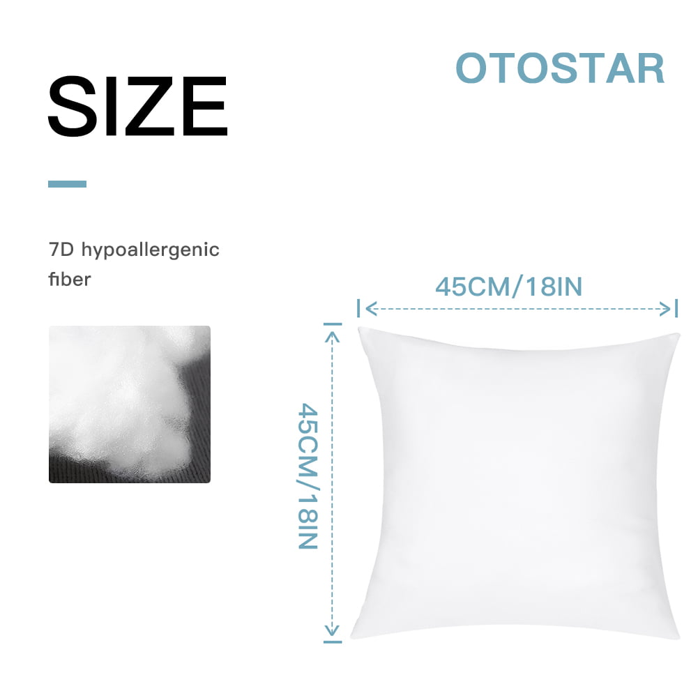 OTOSTAR Pack of 4 Throw Pillow Inserts 18 x 18 Square Cushion