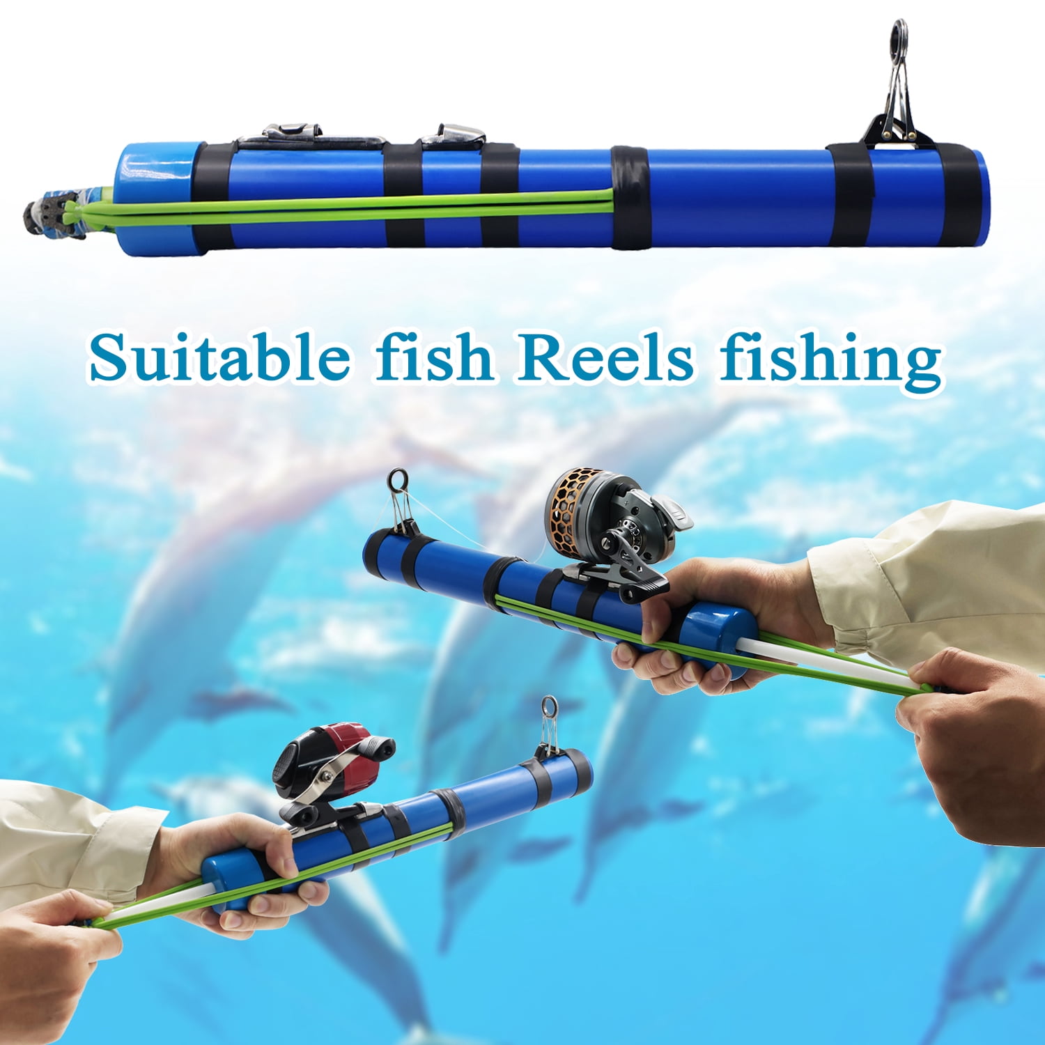 Runzkzy portable catapult bait device fishing tool freshwater lake fish shooting device