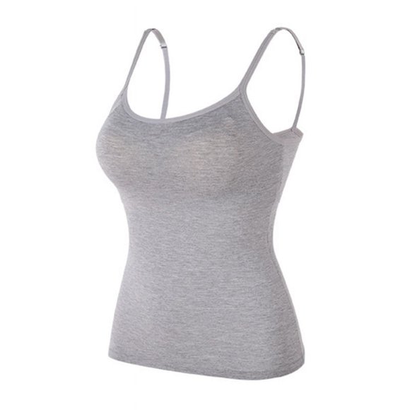 Daboom Women's Cotton Camisole Shelf Bra Spaghetti Straps Tank Top Built-in Bra Padded