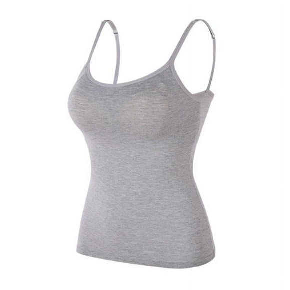 Daboom Women's Cotton Camisole Shelf Bra Spaghetti Straps Tank Top Built-in Bra Padded
