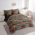 thumbnail image 3 of Homewish Vintage Abstract Ombre Bedding Comforter Set 7-Piece, Red Blue Stripes King Bedding Sets, Teens Kids Adult Men Women Reversible Bed Sheets, Super Cozy Room Decor, 3 of 7