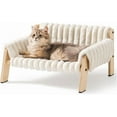 thumbnail image 4 of Cat Couch Bed, Pet Sofa for Indoor Cats Wooden Indoor Elevated Cat Beds with Removable Mattress Cover Suitable for Kitty, Puppy or Small Animal (Brown, Large), 4 of 10