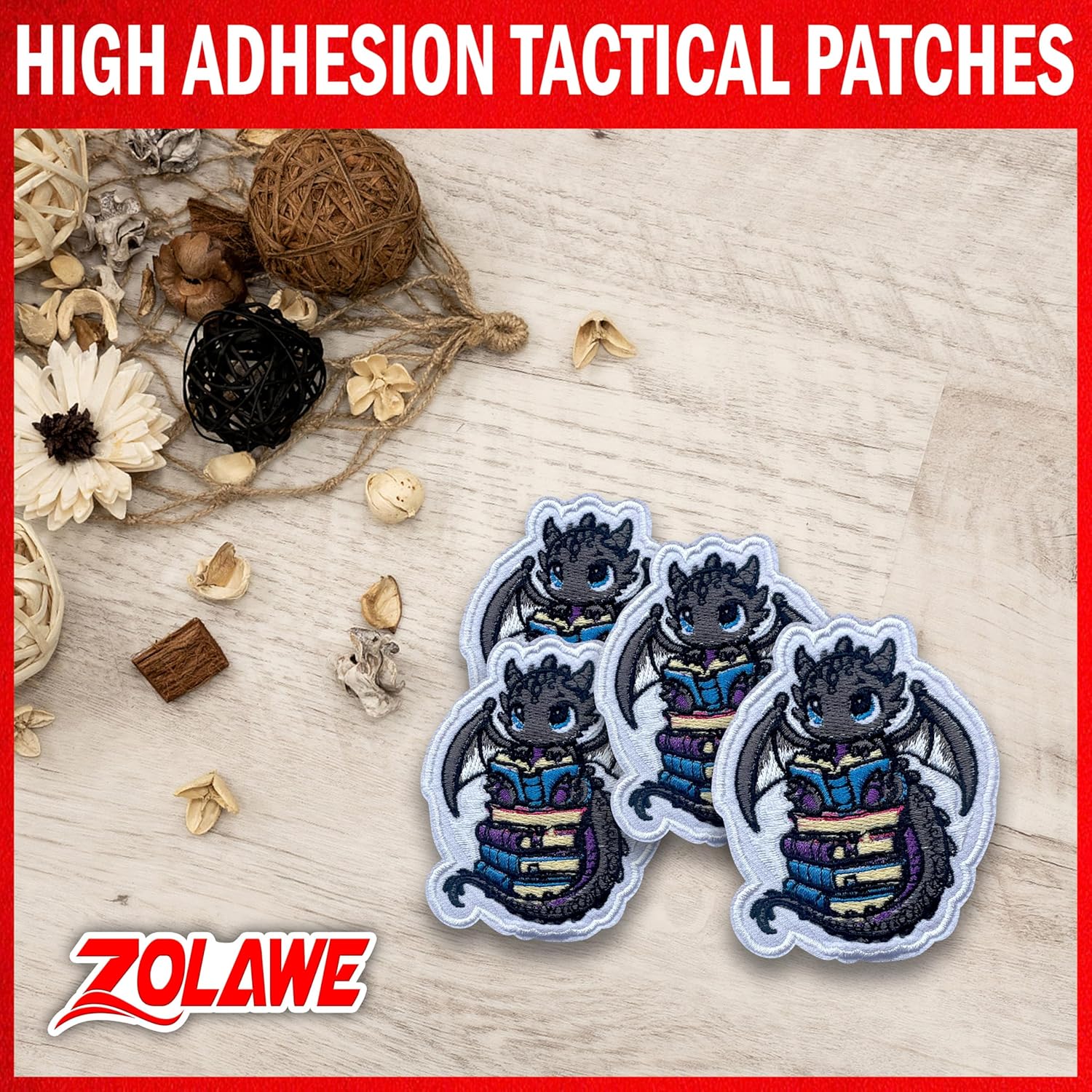 Book Dragon Patch, 3 Inches Sew On Iron On Patches Fantasy Bookish Dragon Embroidery Patches for Clothes Backpacks Hats Jeans Bags, Embroidered Patche, DIY Iron On Patch for Book Lovers