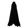 thumbnail image 5 of BLTIBY Elegant Sleeveless Dress for Women Solid Color Halter Neck A Line Ruffle Asymmetric Hem Pleated Dresses for Beach Vacation Party Evening Wear Black S, 5 of 5