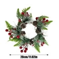 thumbnail image 3 of Mini Christmas Candle Rings Wreaths 11.02 Inch Pine Garland with Red Berries Pinecones Artificial Wreaths for Table Centerpieces Cabinet Pillar Window Wall Holiday Decor, 3 of 6