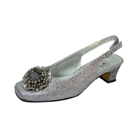 

FLORAL Dara Women Extra Wide Width Flower Bow Glitter Slingback