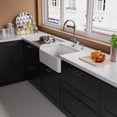 thumbnail image 3 of White 23" Smooth Apron Fireclay Single Bowl Farmhouse Kitchen Sink, 3 of 7