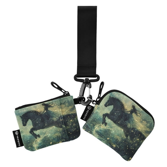 Portable Coin Purse Two 4.13x4.13 Iinches 4.13x3.5 Inches Wrist Coin Purse Keys Coin Purse Portable Women's Purse Equestrian Beauty