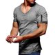 thumbnail image 1 of Men's T-shirt V-neck Solid Large Casual Zipper Short Sleeve T-shirt 3XL, 1 of 5