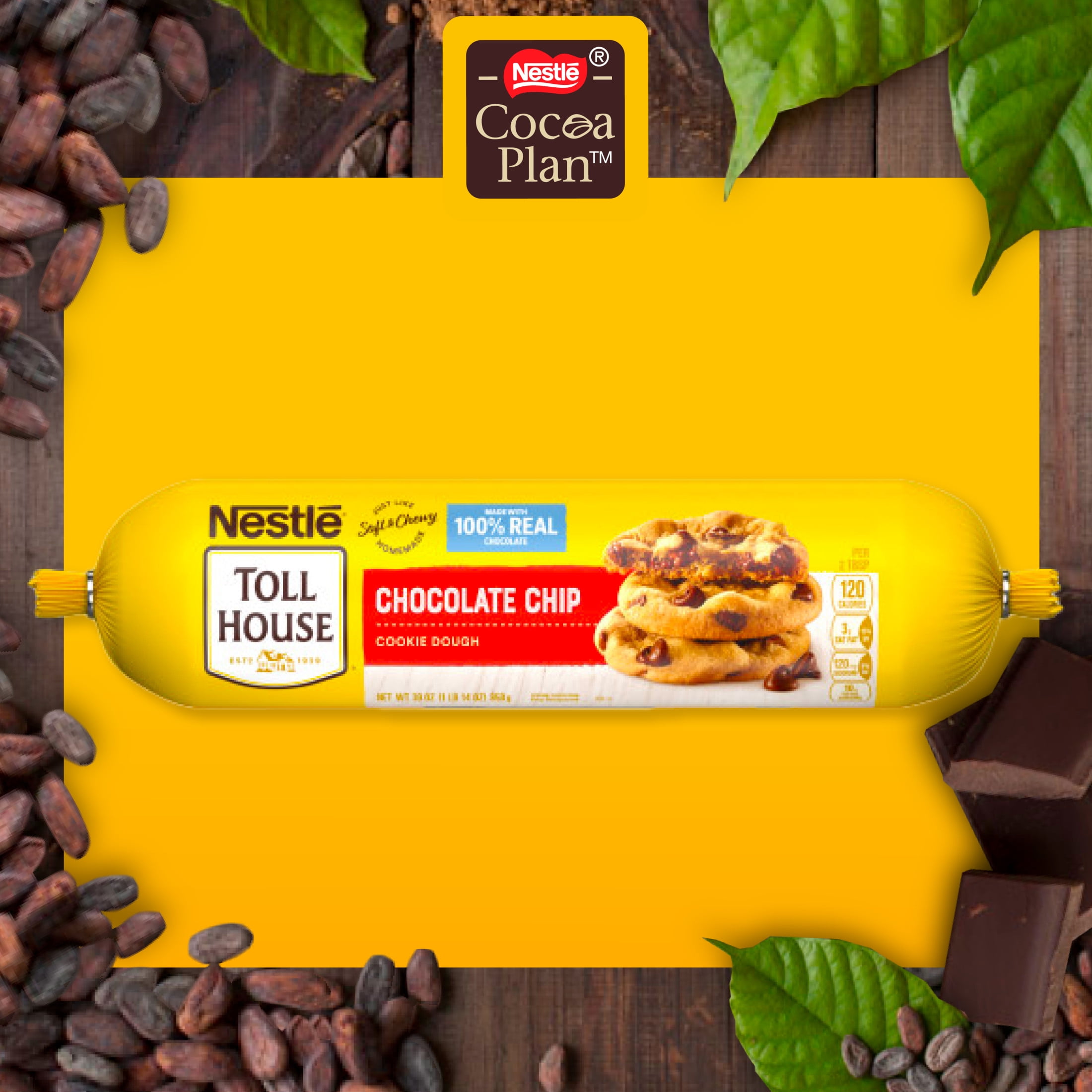 Nestle Toll House Tube of Chocolate Chip Cookie Dough, Makes 30 Cookies, 30 oz