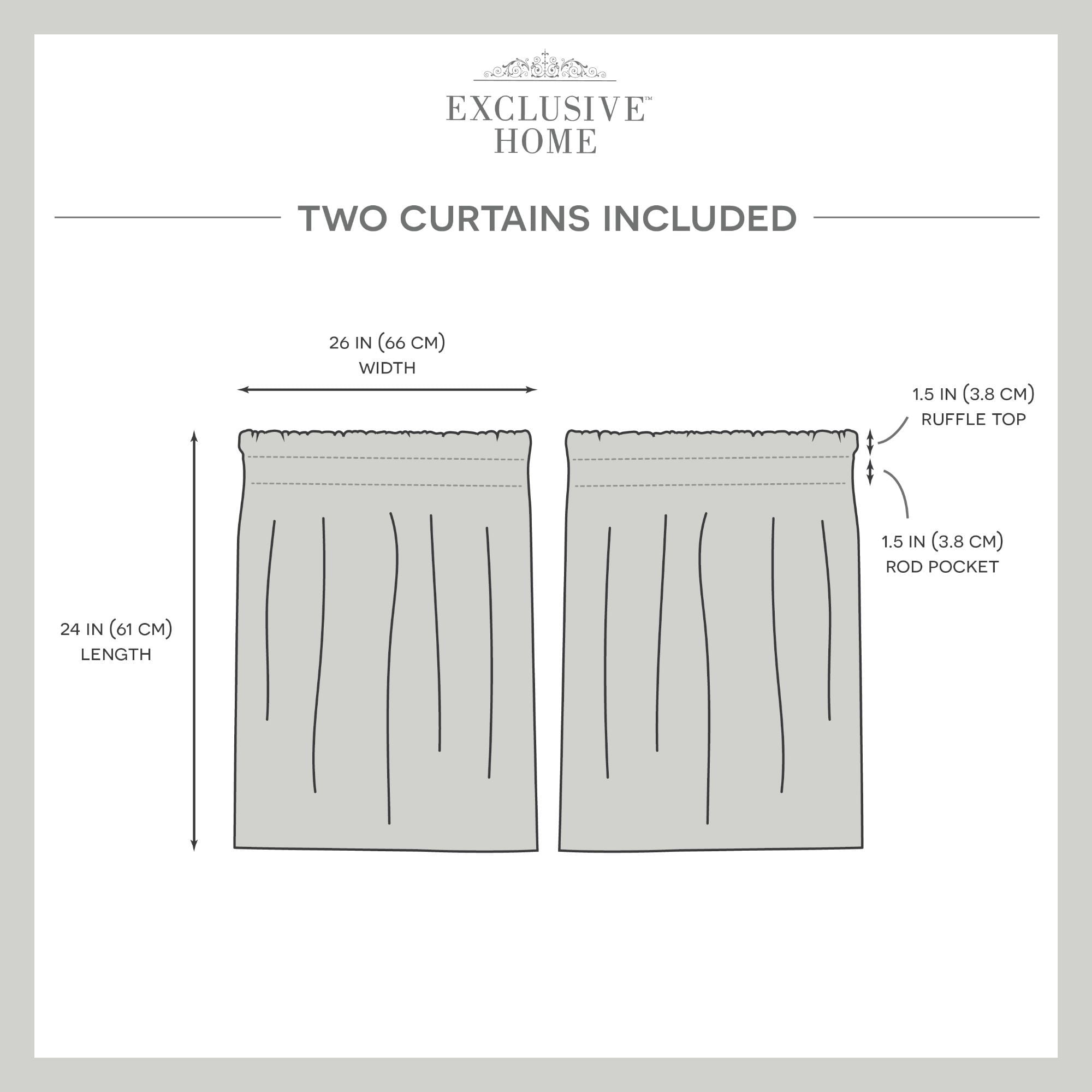 Exclusive Home Curtains Belgian Sheer Rod Pocket Tier Curtain Panel Pair, 26x24, Silver, Set of 2