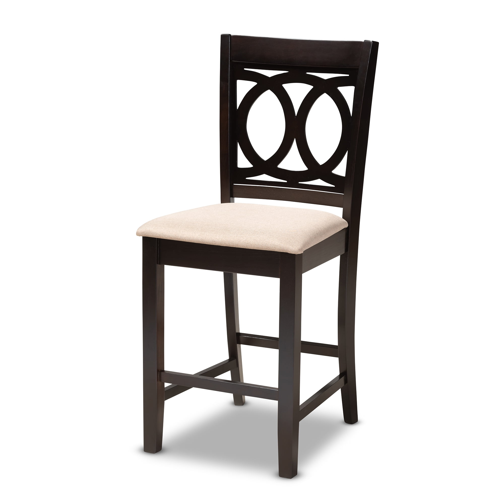 Baxton Studio Lenoir Modern and Contemporary Sand Fabric Upholstered Espresso Brown Finished 5-Piece Wood Pub Set