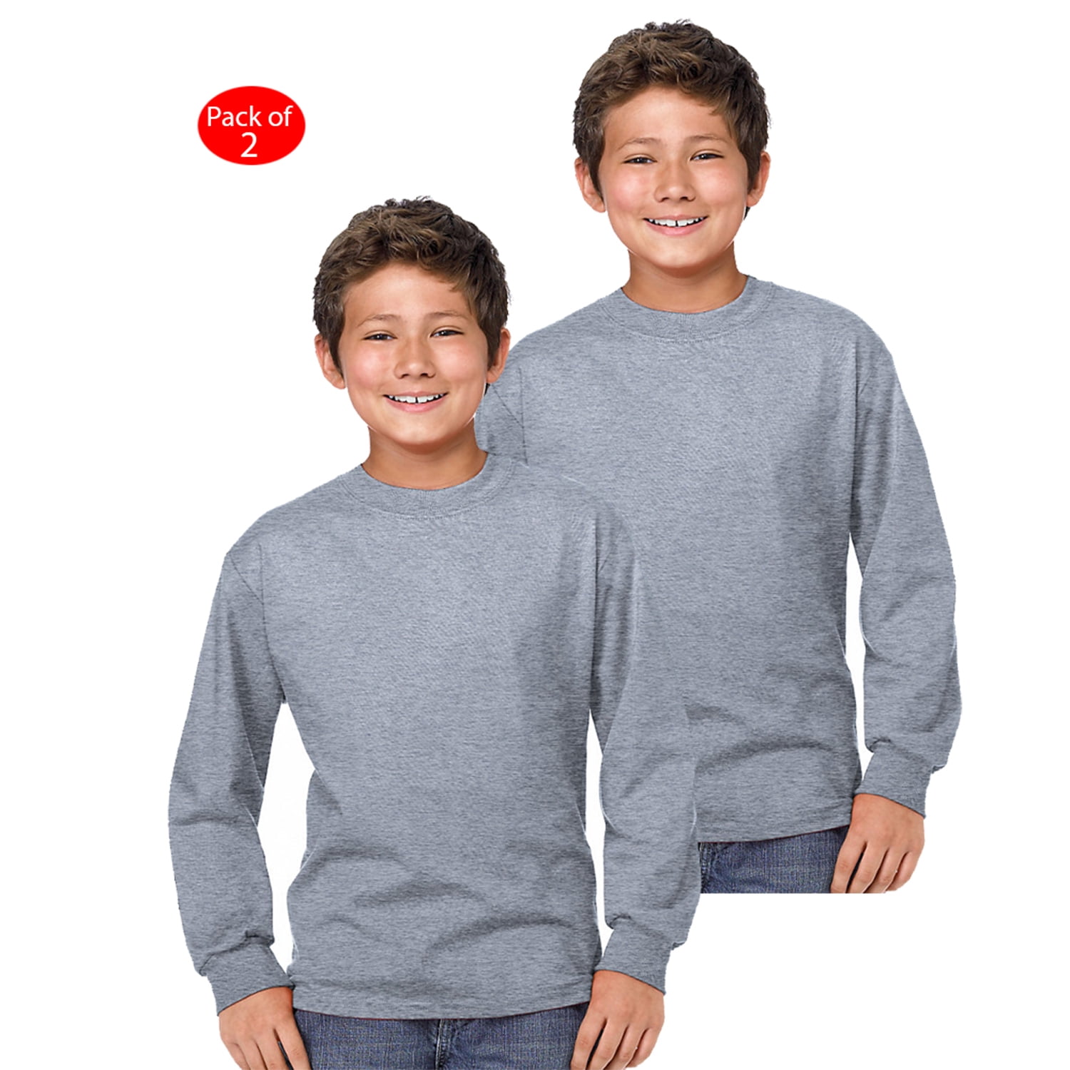 Hanes TAGLESS Long-Sleeve T-Shirt Set of 2