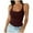 Brick Red, variant on Women Spaghetti Strap Neck Ribbed Tank Tops Slim Fitted Camisole Basic Sleeveless Layering Shirts, M, Brick Red