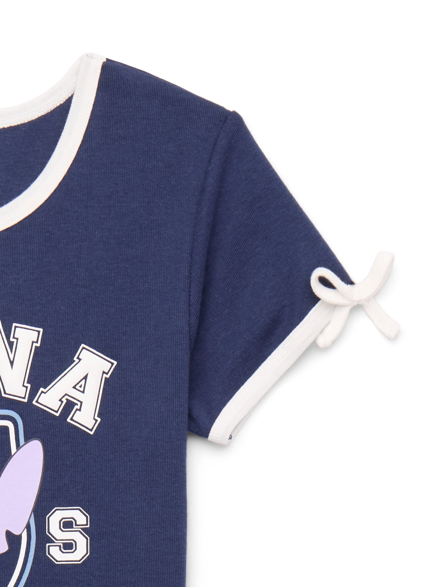 Lilo & Stitch Girls Short Sleeve Bow Detail Graphic T-Shirt, Sizes 4-16