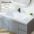 thumbnail image 4 of Floating Bathroom Vanity with Sink, 40 Inch Wall Mounted Bathroom Vanity with 2 Drawers and Wave-Carved Design Door, Modern Wooden Cabinet with Ceramic Sink and Storage, Grey, 4 of 8