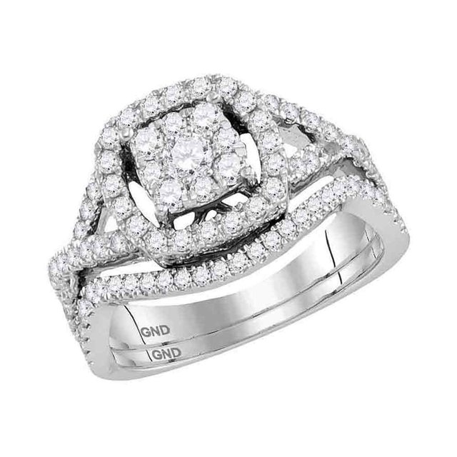 Bague de Fiançailles de Mariage en Or Blanc 14kt pour Femmes avec Diamants Ronds 1.00 Cttw