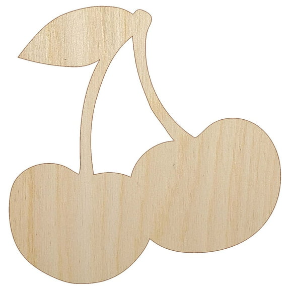 Couple of Shiny Cherry Fruits Cherries Wood Shape Unfinished Piece Cutout Craft DIY Projects - 4.70 Inch Size - 1/8 Inch Thick