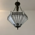 thumbnail image 6 of Tiffany Pendant Lighting Ceiling Lights White Stained Glass Hexagon LED Bulbs Included for Dining Room Living Room Bedroom 16"W*16"D*60"H, 6 of 7