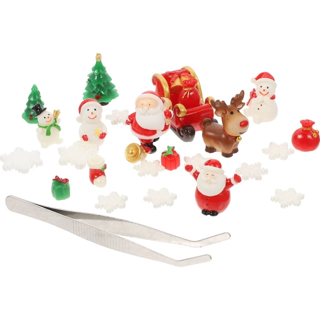 27 piezas Mini kit de resina de Navidad Adornos de dibujos animados de Navidad Decoración de paisaje