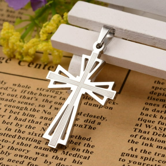 1pc Tarnish Resistant Cross Stainless Steel Color 304 Stainless Steel Pendants 39x25x2mm Hole: 4x6mm