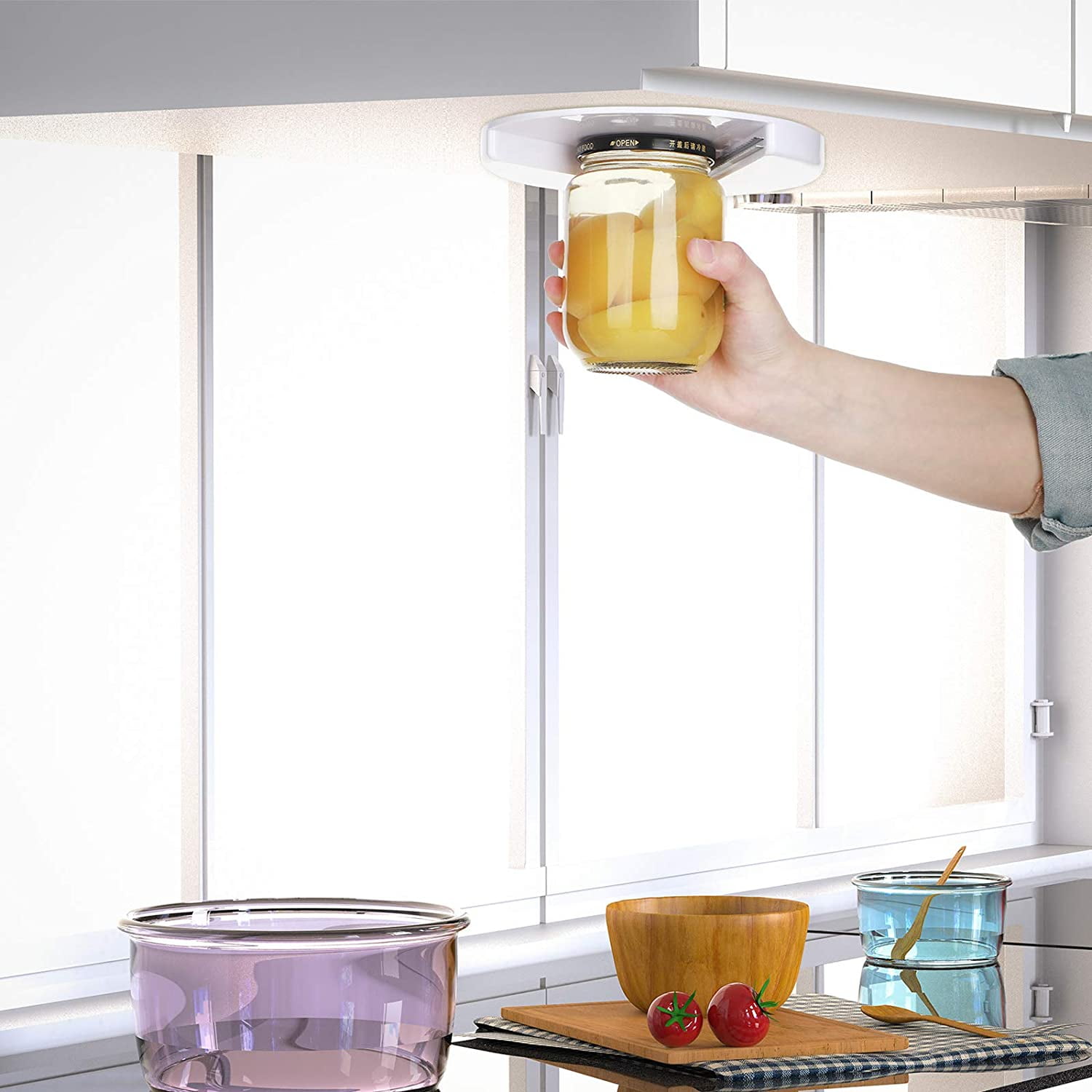  Under Cabinet Jar Opener for Seniors with Arthritis - CLAW Jar  Opener – Kitchen Gadgets, Lid Opener - Jar Opener for Weak Hands – Easy Off Under  Counter, Peel and Stick