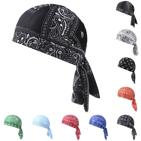 CUIYUAN 1 Piece Paisley Cooling Headscarf Cap Breathable Sweat Wicking Durag Lightweight Headband Hat Unisex Headscarf Hat Stretch Bandana Beanie for Outdoor Cycling Running Motorcycle Helmet Liner