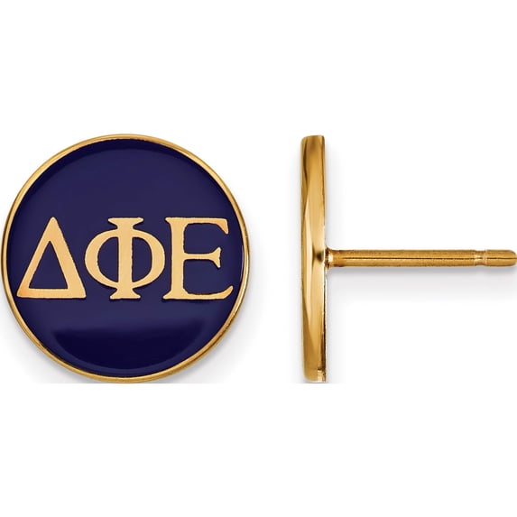 Ss/Gold Plated Sterling Silver With Gp Logoart Delta Phi Epsilon Enameled Post Earrings (12 X 12) Made In United States gp031dph