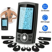 TENS Unit Rechargeable Muscle Stimulator EMS Dual Channel with 10 Reusable Electrode Pads 36 Modes for Back Neck Pain Muscle Therapy Pain Management Pulse Massager,Black