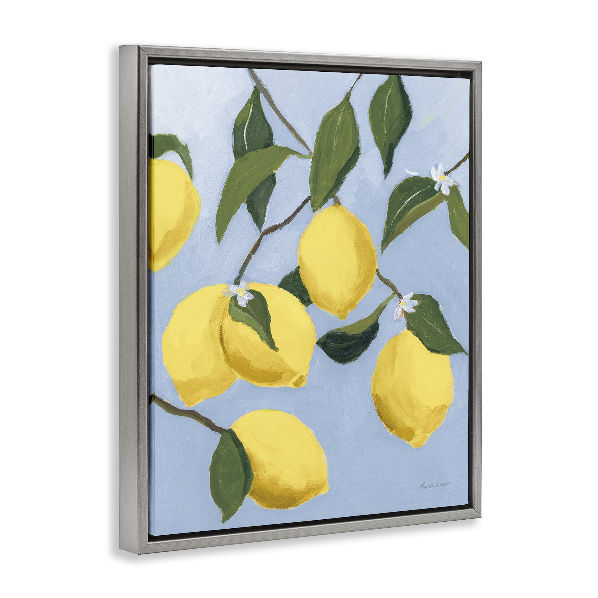 Stupell Industries Winding Lemon Tree Food & Beverage Painting Gray Floater Framed Art Print Wall Art, 17 x 21