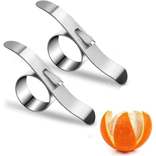 Orange Peeler, 4 pcs 2-pack Stainless Steel Orange Peeler Tool Portable Kitchen Gadget for Lemon and Shaddock Fruit Peeler