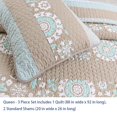 thumbnail image 2 of Comforter Set Queen Size  3-Piece Coverlet Set for Night Sleep  Bedding Quilt with Green Yellow Blue Plaid Striped Real Patchwork, 2 of 4
