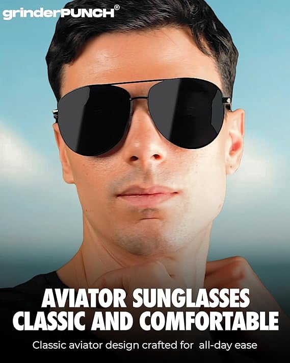 grinderPUNCH Big XL Wide Frame Extra Large Aviator Sunglasses Oversized  For Men Women UV Protection