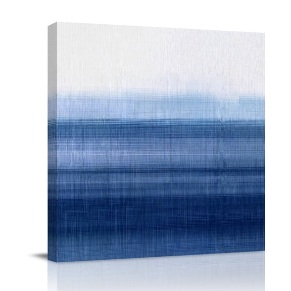 Navy Blue White Gradient Canvas Wall Art for Living Room, Abstract Ombre Texture Modern Art Poster Print Painting for Bedroom Office Home Decoration Wall Pictures Prepare To Hang 10"x10"