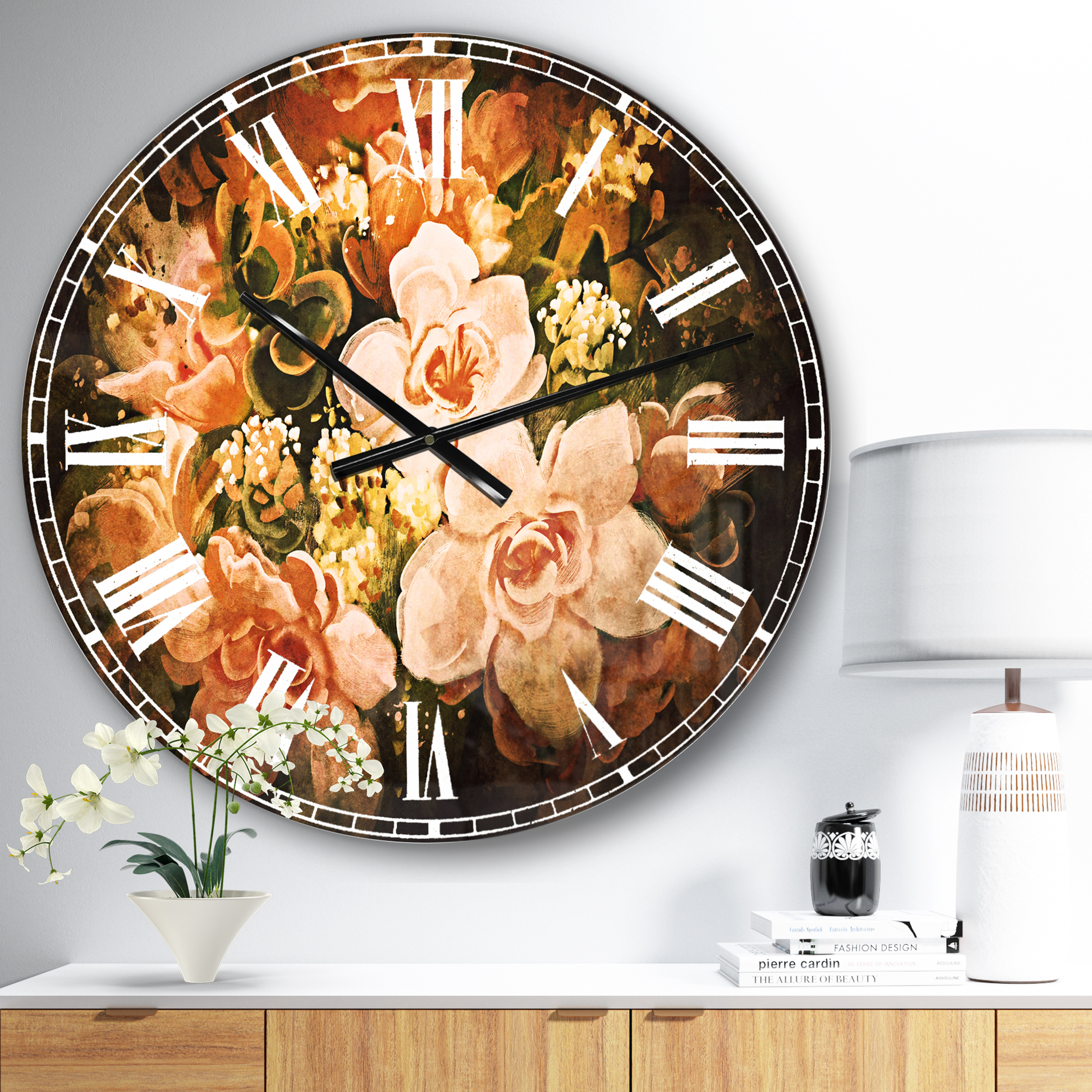 Designart 'bouquet of flowers' Traditional wall clock