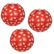 Beistle Heart Paper Lanterns, 91/2-Inch, Red/White