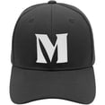 thumbnail image 2 of Daxton Structured Curve Visor Bill Baseball Hat 3D Capital Alphabet Letters, Black Hat White Letter M, 2 of 3